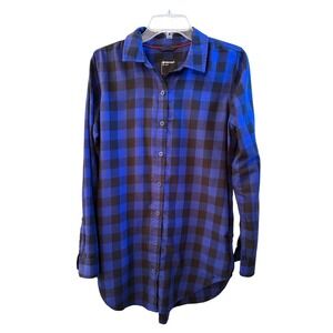 Marmot Mens Blue Black Buffalo Check Flannel Shirt Pockets SCC-698 Size Medium